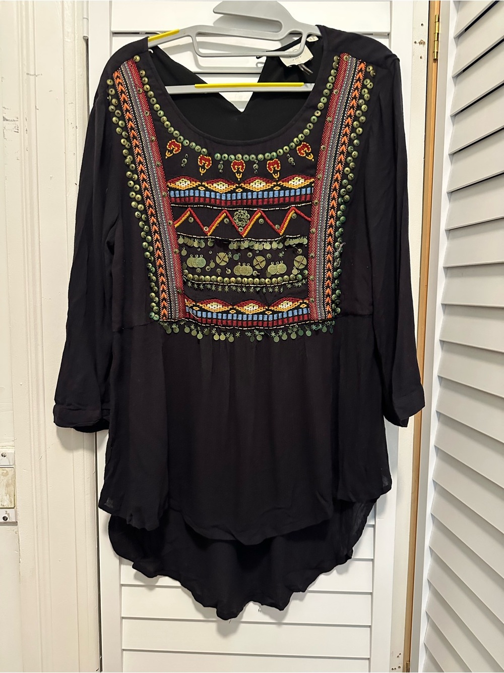 HD in Paris Black Tunic with Multicolor Embroidered Yoke